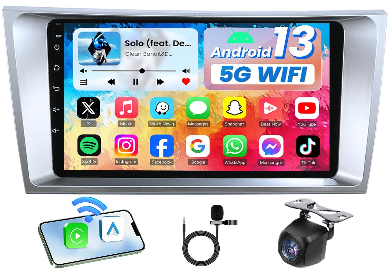 8Core 4+64G Android 13 Stereo CarPlay Auto WiFi for Toyota Camry Radio 2007-2011