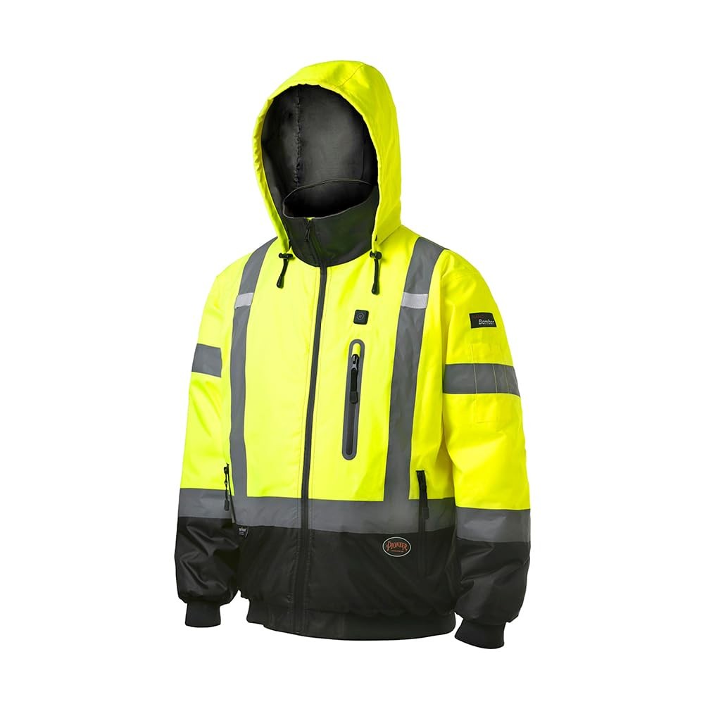 Hi Vis Waterproof Heated Safety Bomber Jacket – Class 3 Winter Rain Gear for Men