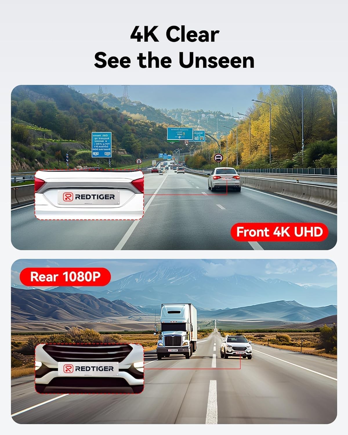 REDTIGER F7NP 4K Front/2.5K Rear Dash Cam 3.16″ IPS GPS WiFi 170° + 32GB Card