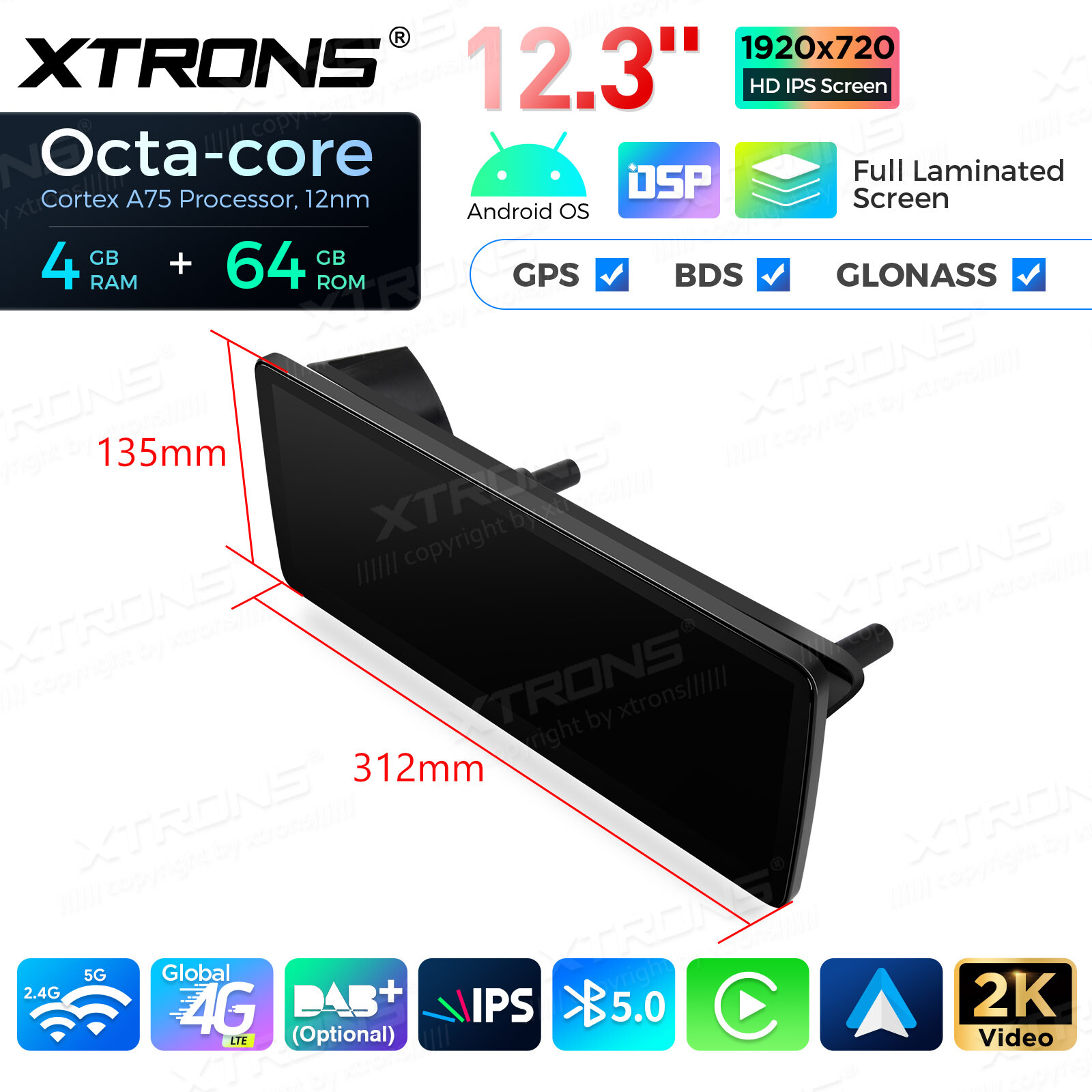 CarPlay 12.3″ IPS Android 13 8-Core 64G Car Stereo GPS Nav For Benz C-Class W204
