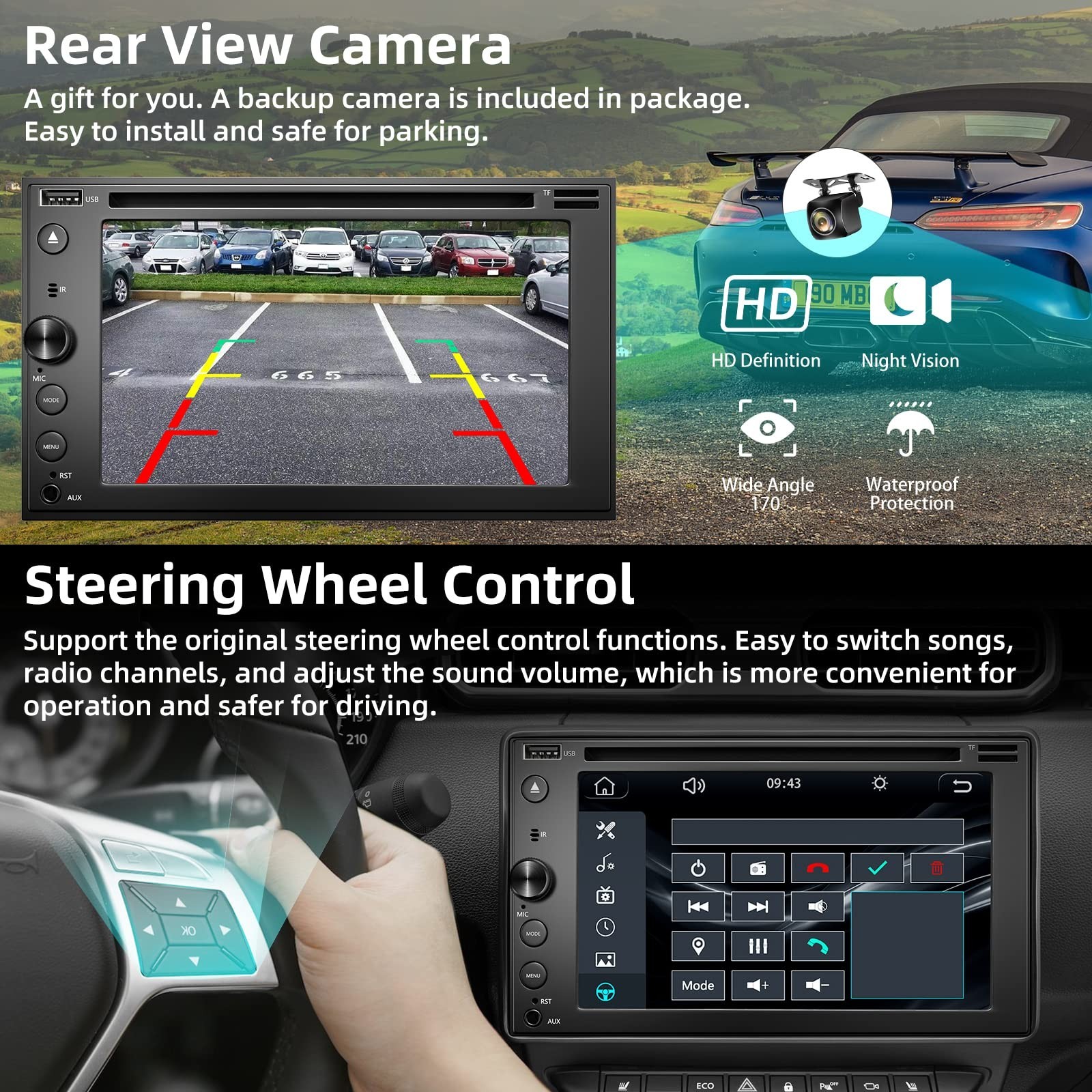 Double Din Car Stereo, Touch Screen Car Radio Receiver