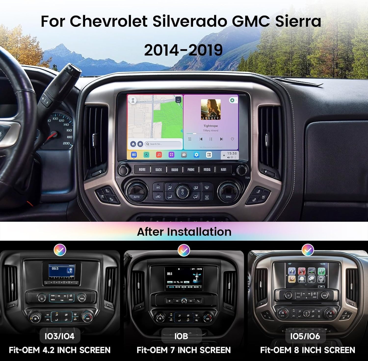Dasaita Car Stereo Carplay BT for Chevrolet Silverado GMC Sierra 2014-2019 Navi