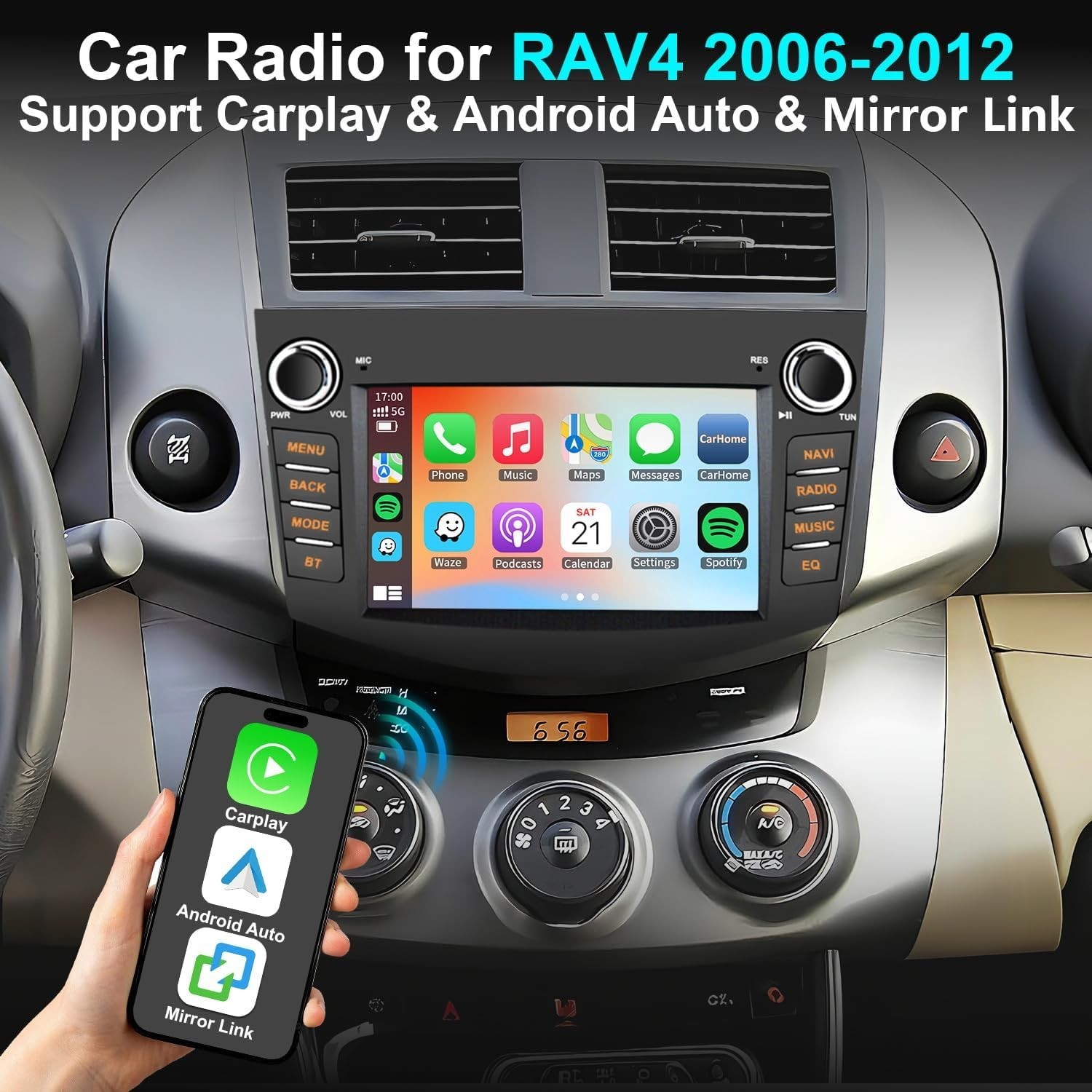 For 2006-2012 Toyota RAV4 Basic Apple Carplay Car Stereo Radio GPS Navigation