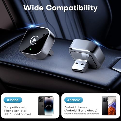2-in-1 Wireless CarPlay & Android Auto Adapter, Plug & Play CarPlay Dongle
