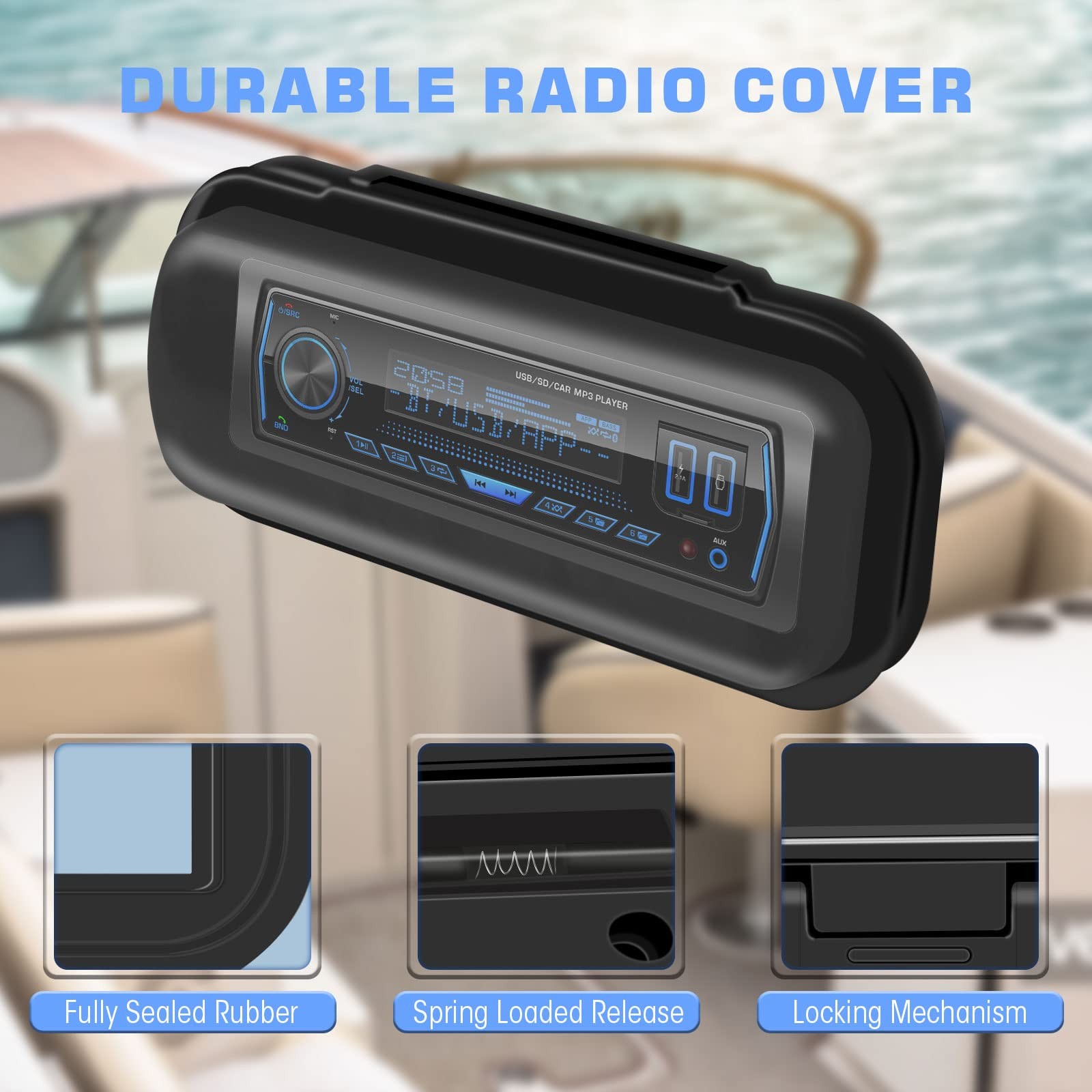 Water Resistant Marine Radio Cover – Boat Stereo Splash Guard Housing – Marin…
