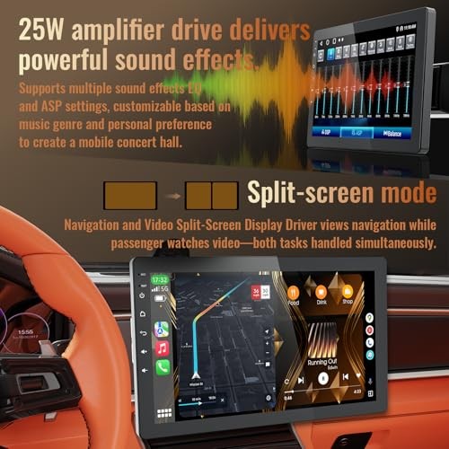 10.1 Inch Single Din Car Stereo, Rotatable Touch Screen, 10.1inch 2+32G