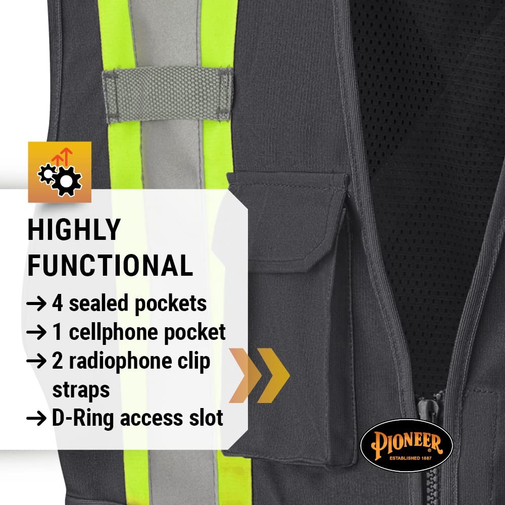 Hi Vis Tear-Away Mesh Back Safety Vest for Me – Reflective Tape, 4 Pockets – …