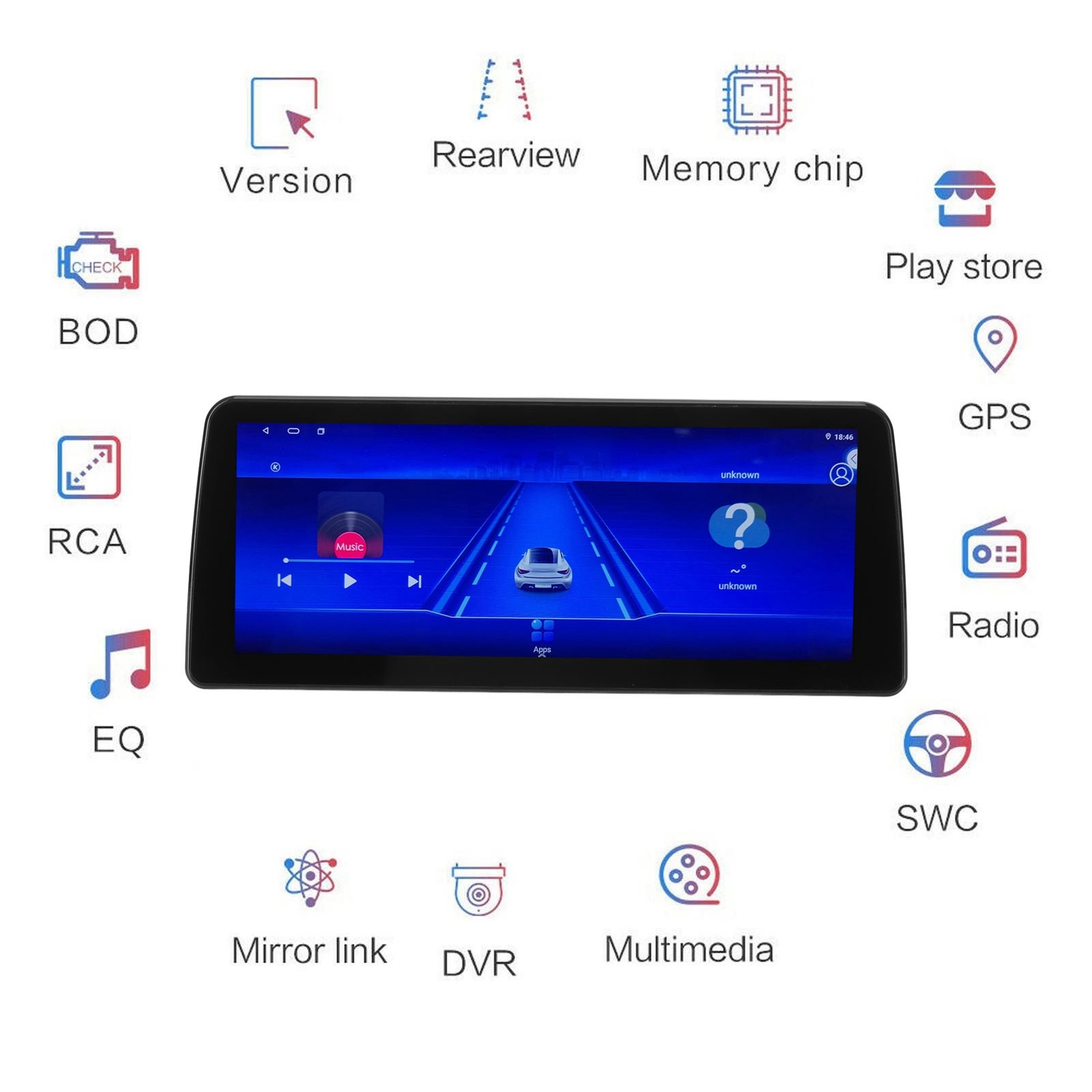 12.3in Wireless Car Stereo HD Touch Screen GPS Player For Vehicle CAGP