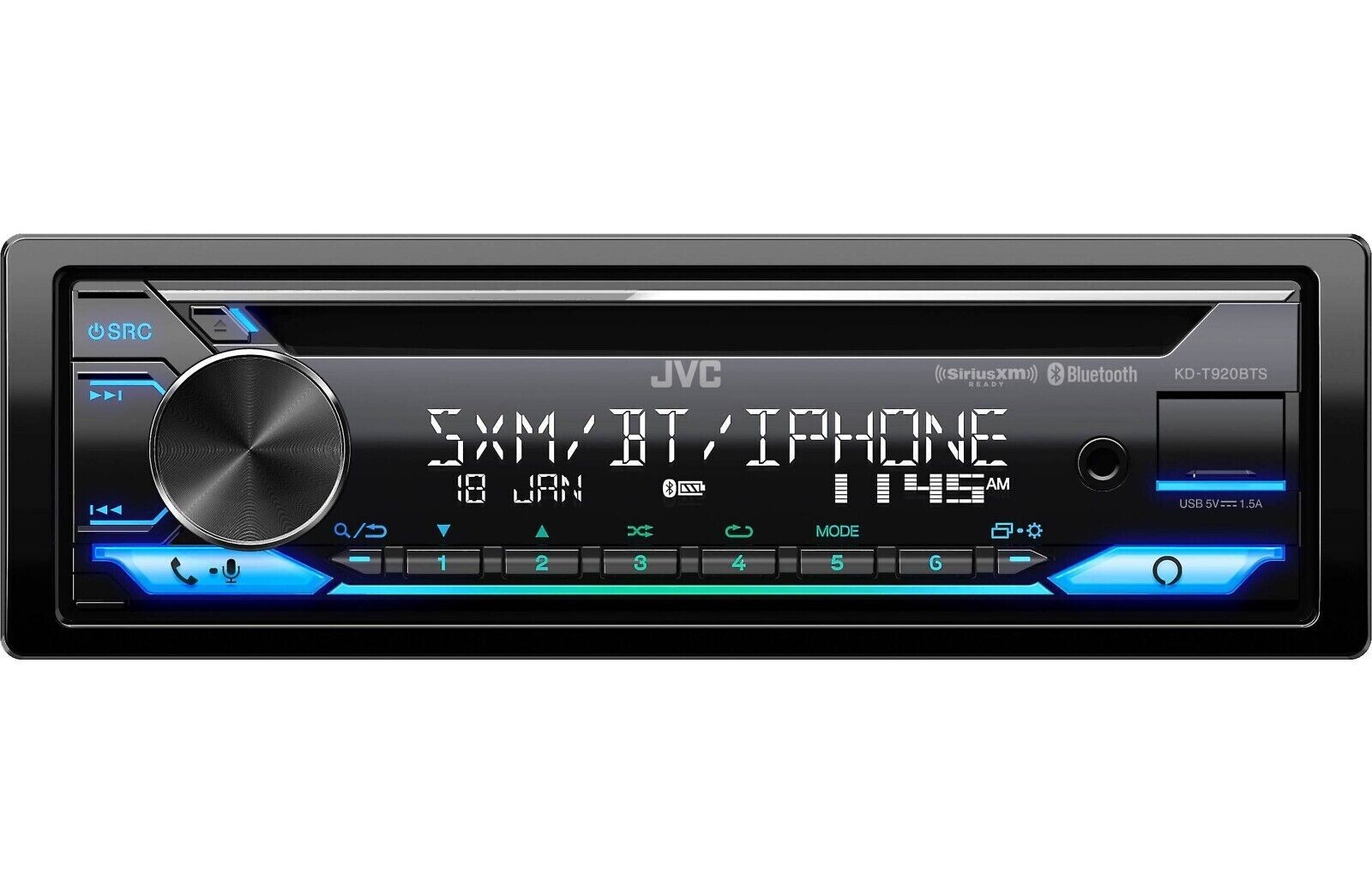 JVC KD-T920BTS Bluetooth CD Player Android iPhone Pandora AM FM XM USB Aux 4-Ch