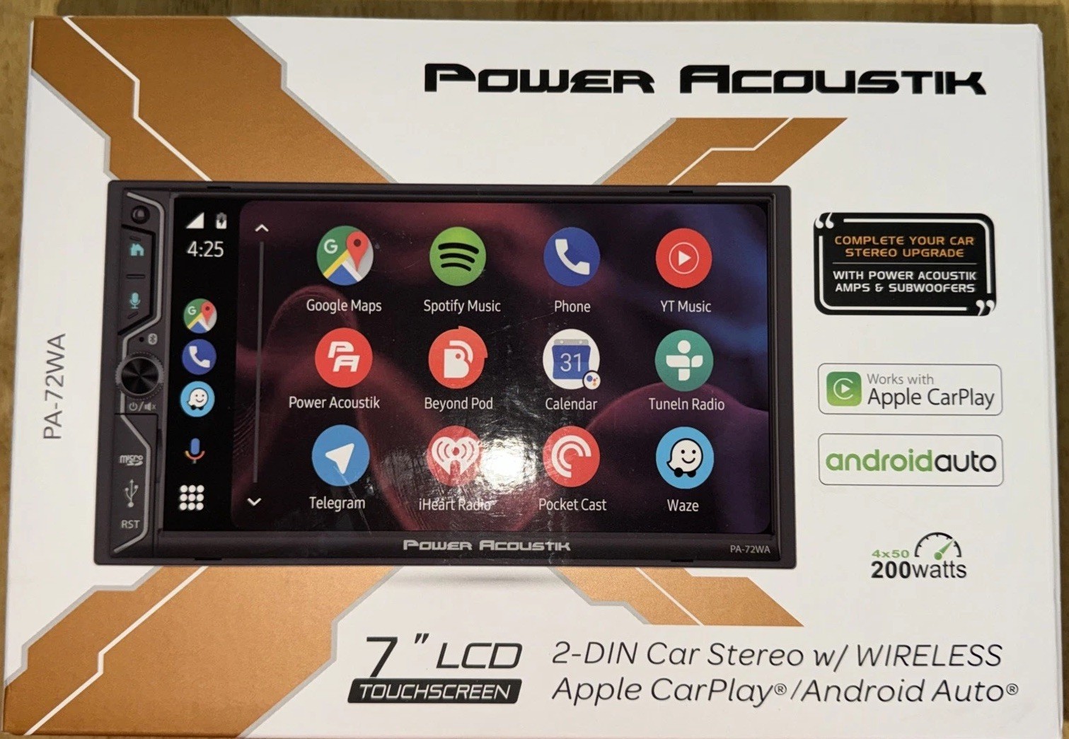 Power Acoustik PA-72WA 2-DIN Car Stereo Head Unit – 7” Touchscreen, Wireless App