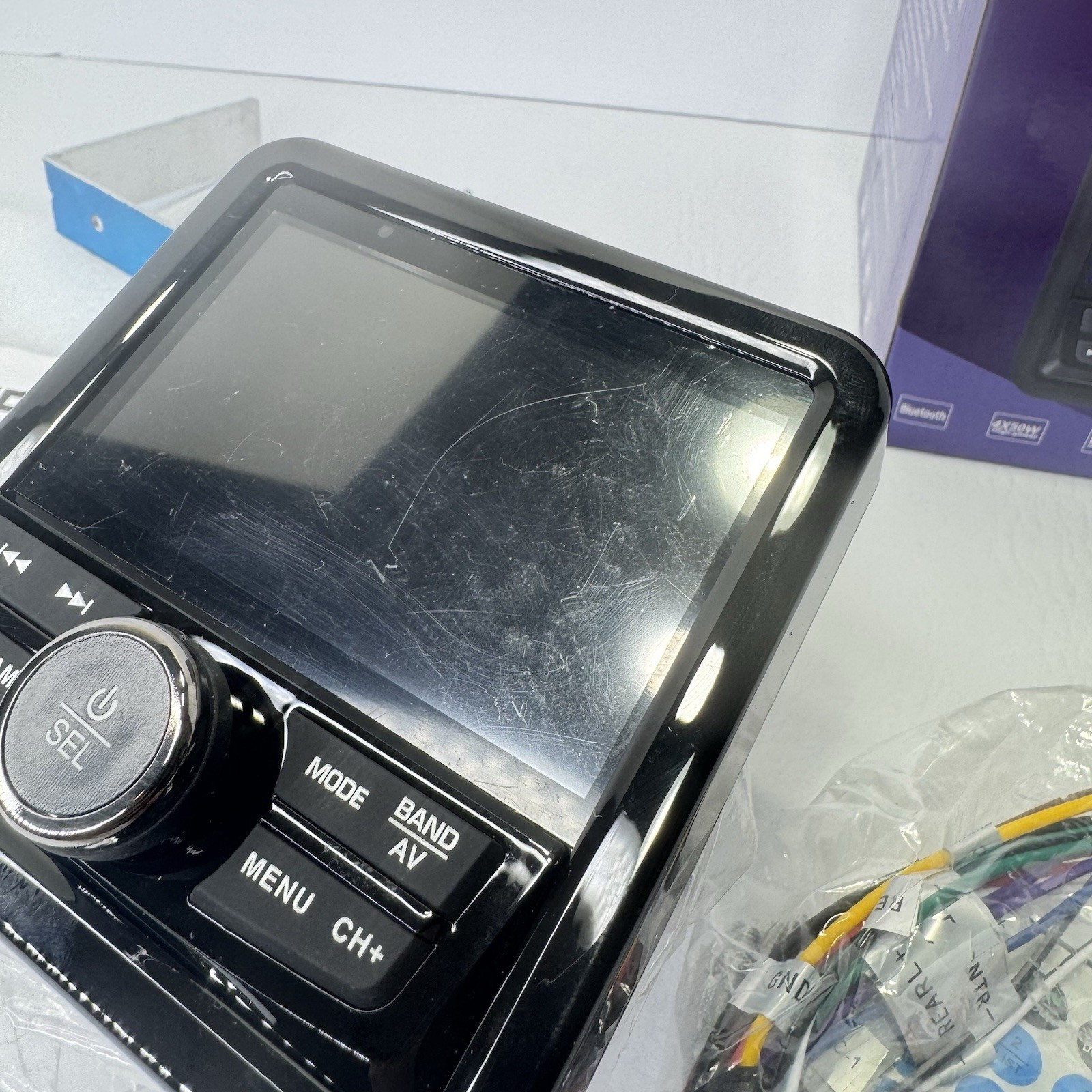 Audiozerone Marine Motorcycle Small Receiver Waterproof Bluetooth 4” Screen