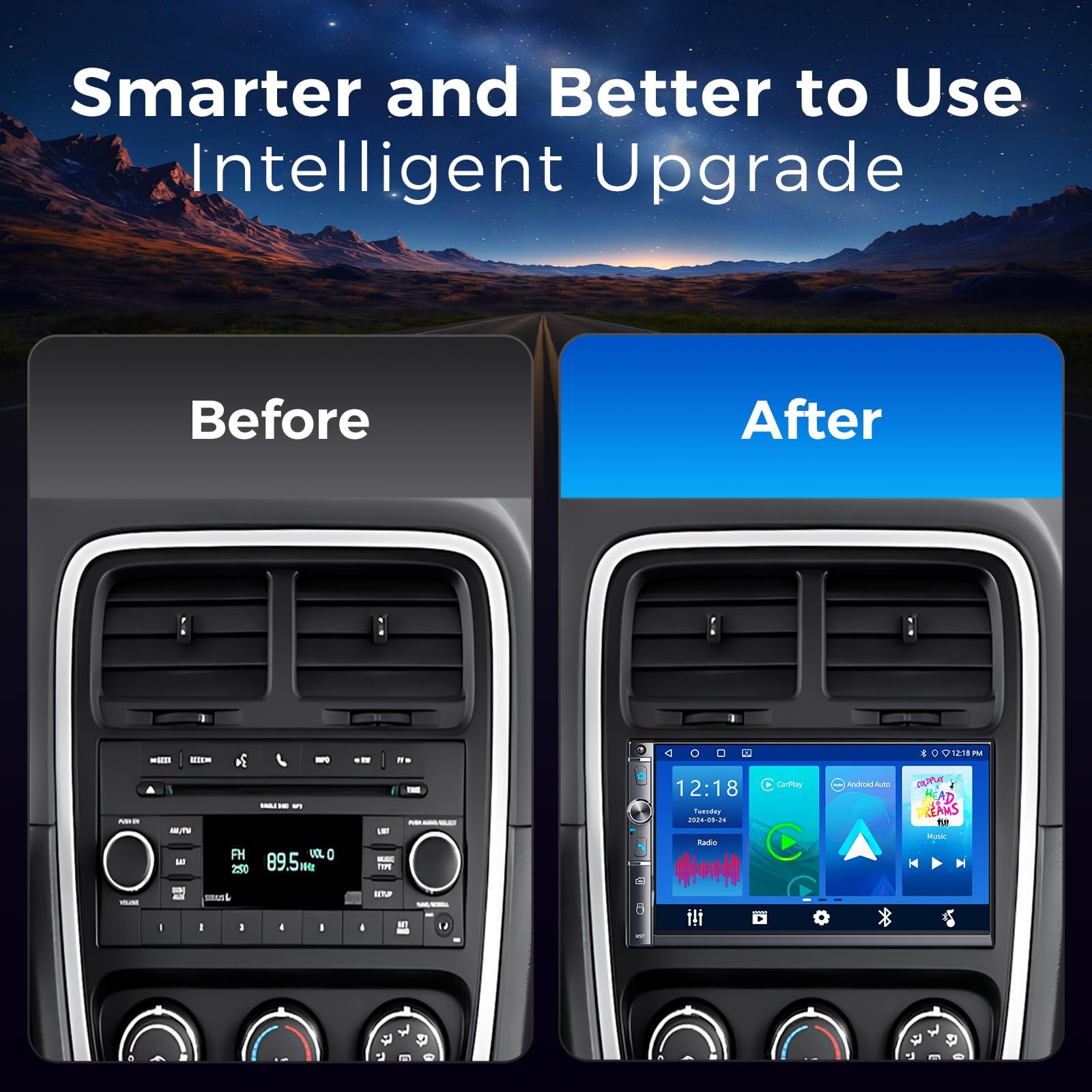 Kissound 7″ Double Din Car Stereo, Wireless Apple Carplay & Android Auto, HD …