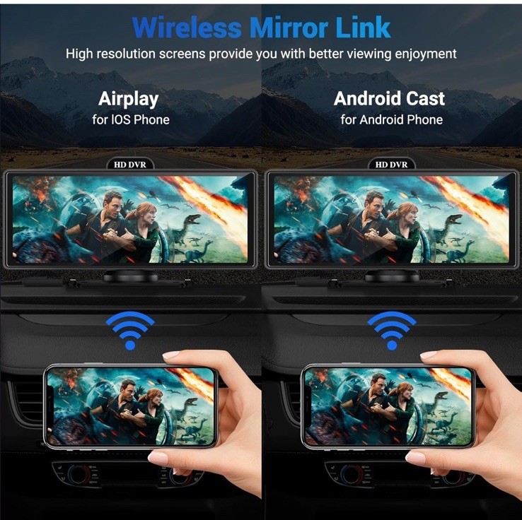 10.26″ Android Auto Screen Wireless CarPlay Car Stereo For Apple 4K Dash Cam BT