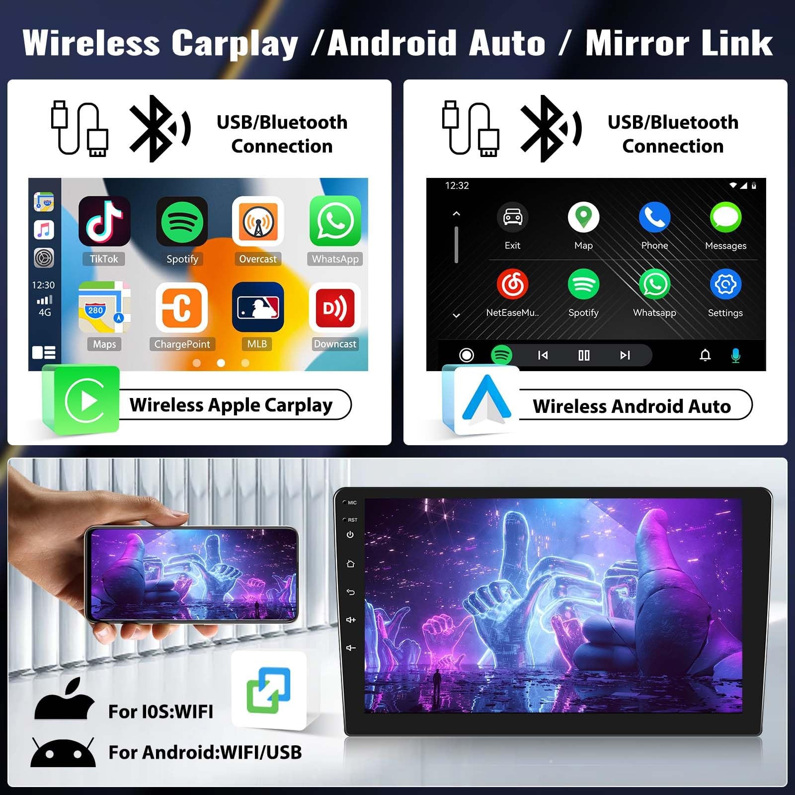 7″ Touchscreen Wireless Carplay Android Auto Stereo for GMC Sierra Yukon Canyon