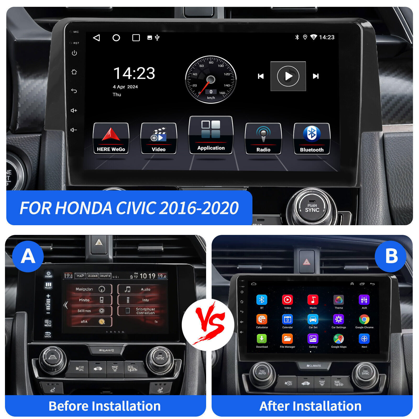 For Honda Civic 2016-2021 Android 2+32GB Car Stereo Radio Player GPS Navigation
