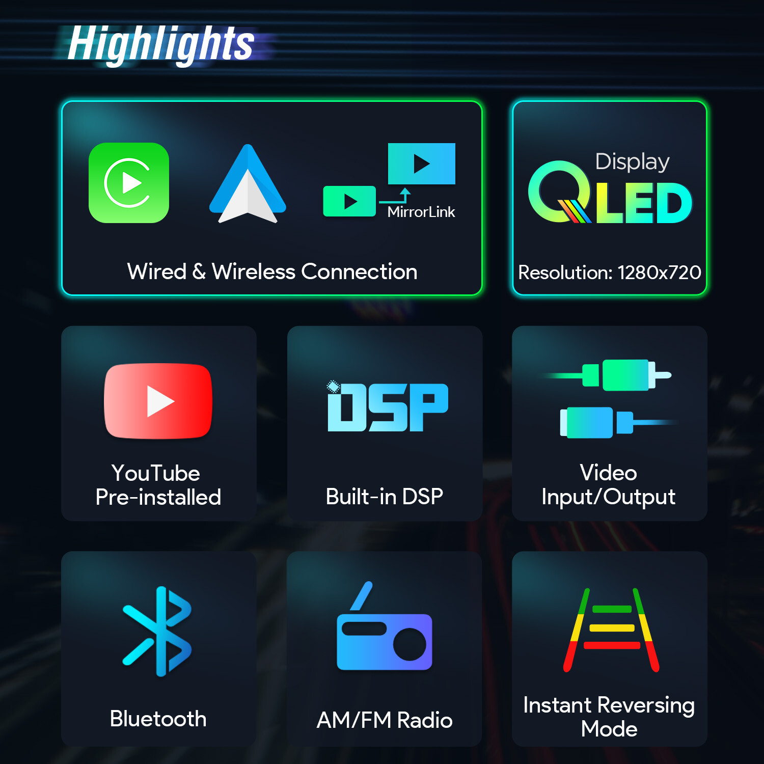 1 DIN 10.1″ Car Stereo AM/FM Radio GPS SatNav IPS QLED Screen Head Unit CarPlay