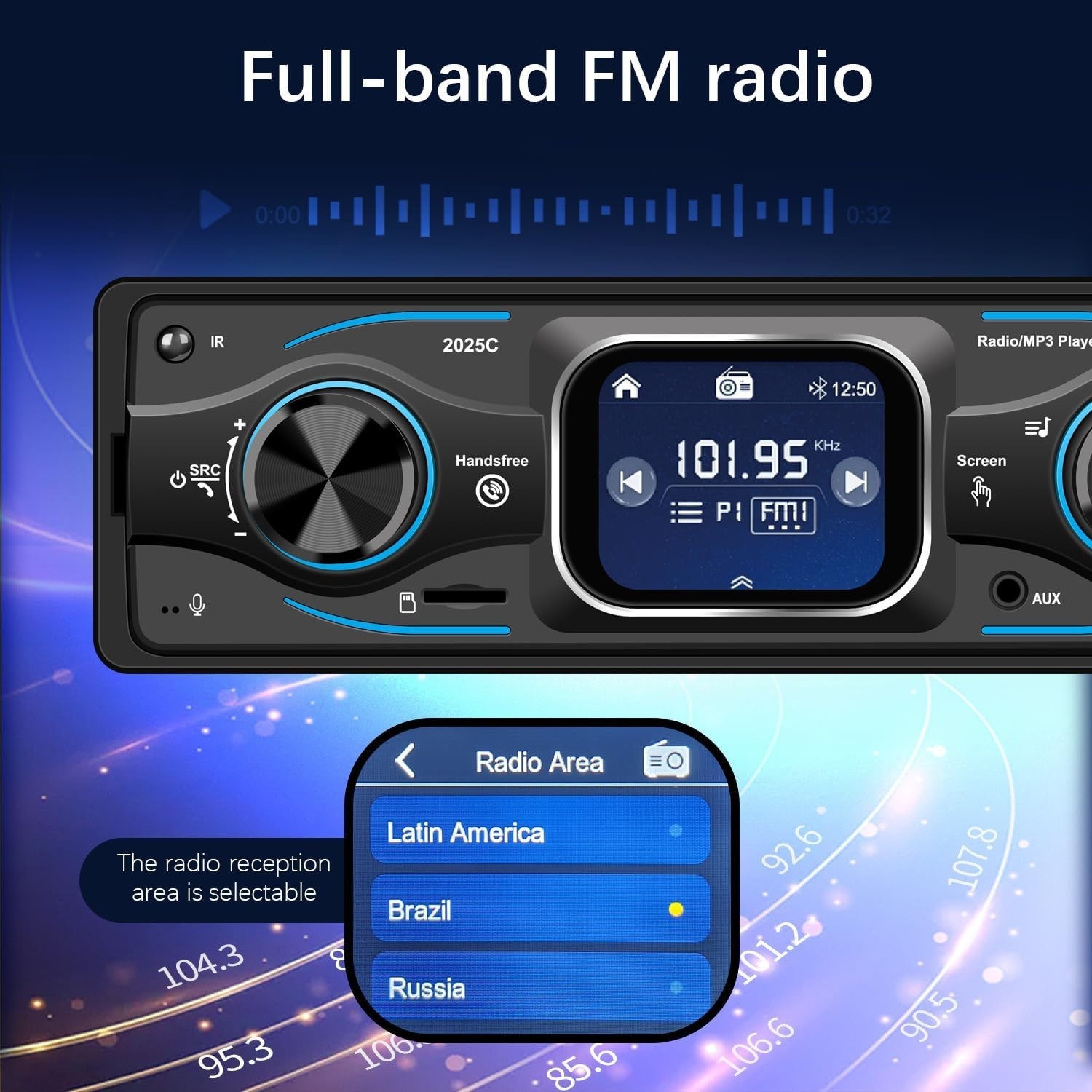 Single Din Car Radio with Bluetooth & Touchscreen | 60W Stereo System
