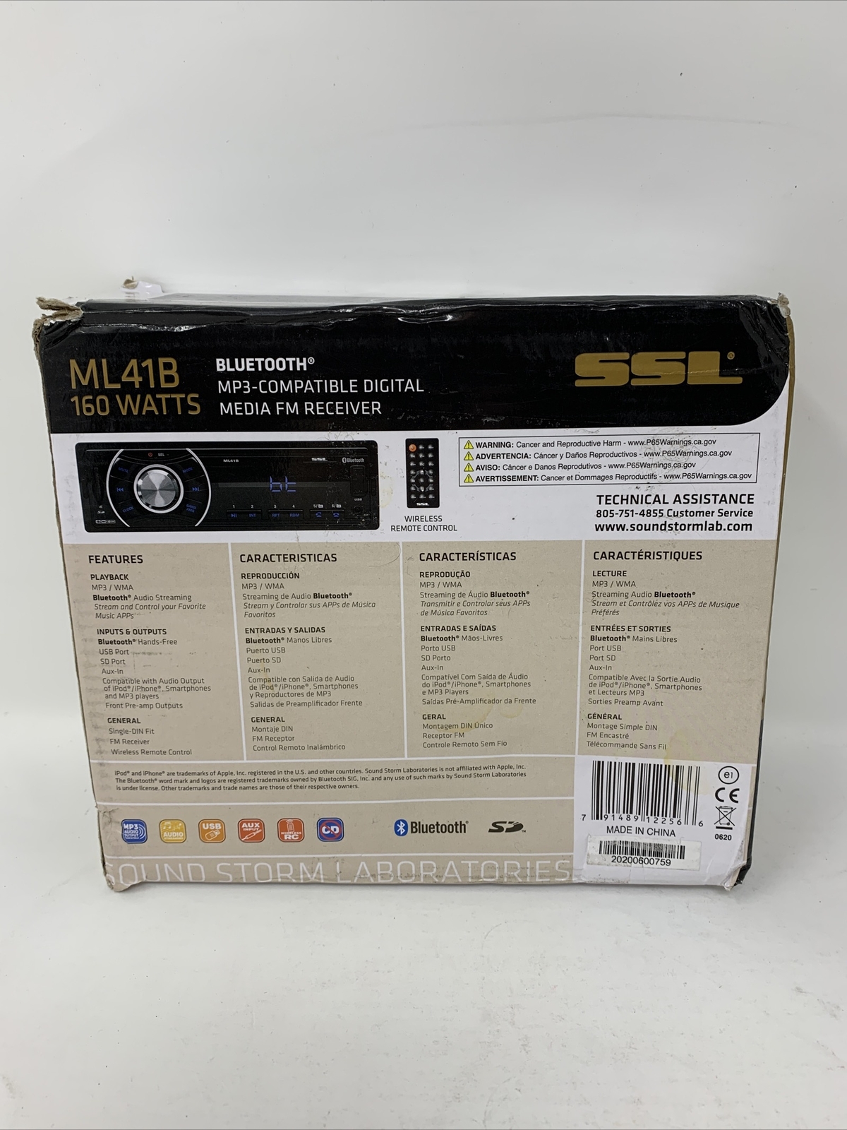Sound Storm ML41B Bluetooth Single-DIN Multimedia Player