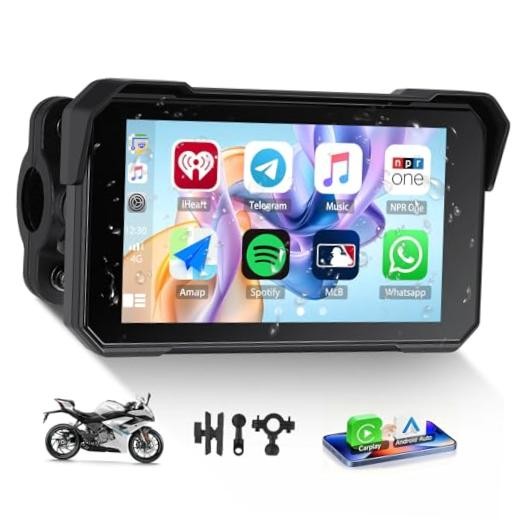 GPS CarPlay 5″ IPS Motorcycle CarPlay Screen for Motorcycle with A-pple