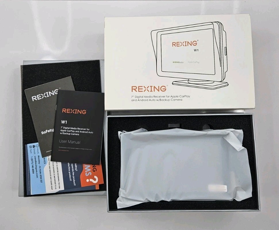 Rexing W1 7” Digital Media Receiver For Apple CarPlay/ Android Auto W/backup Cam