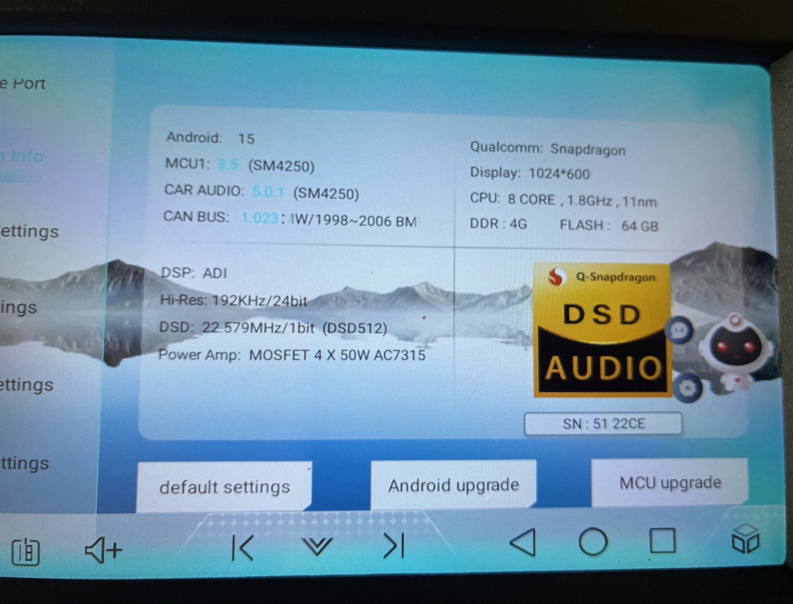 QC 4250 2 DIN Android Car MP5 Player Touchscreen Bluetooth USB AUX Android Auto