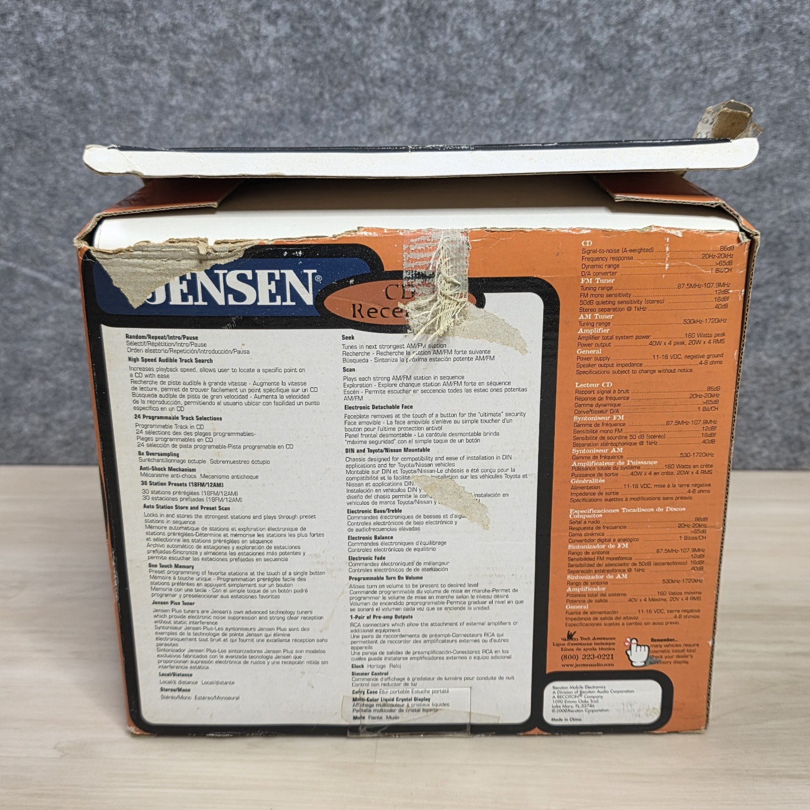 Jensen CD-330K Detachable Face AM/FM/CD Receiver with Remote Control 160 Watts