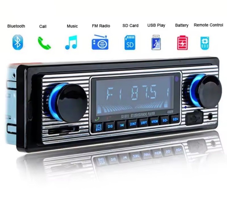 Bluetooth Vintage Car FM Radio MP3 Player USB Classic Stereo Audio Receiver AUX