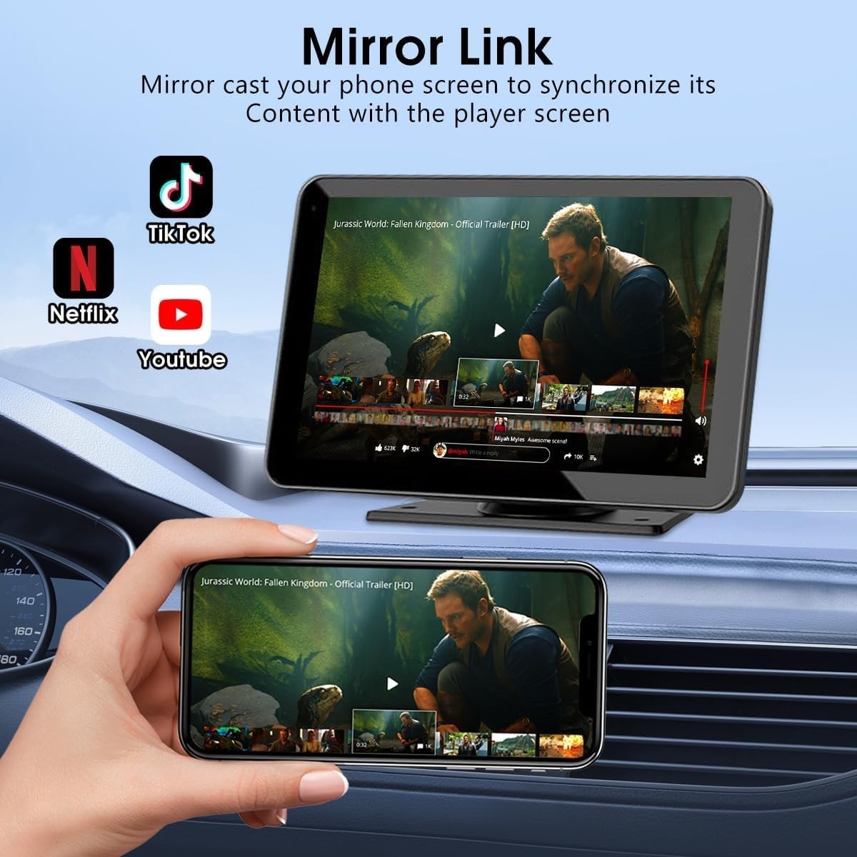 Remotely Enhance Your Drive: 7-Inch Carplay Screen with Safety Features & More