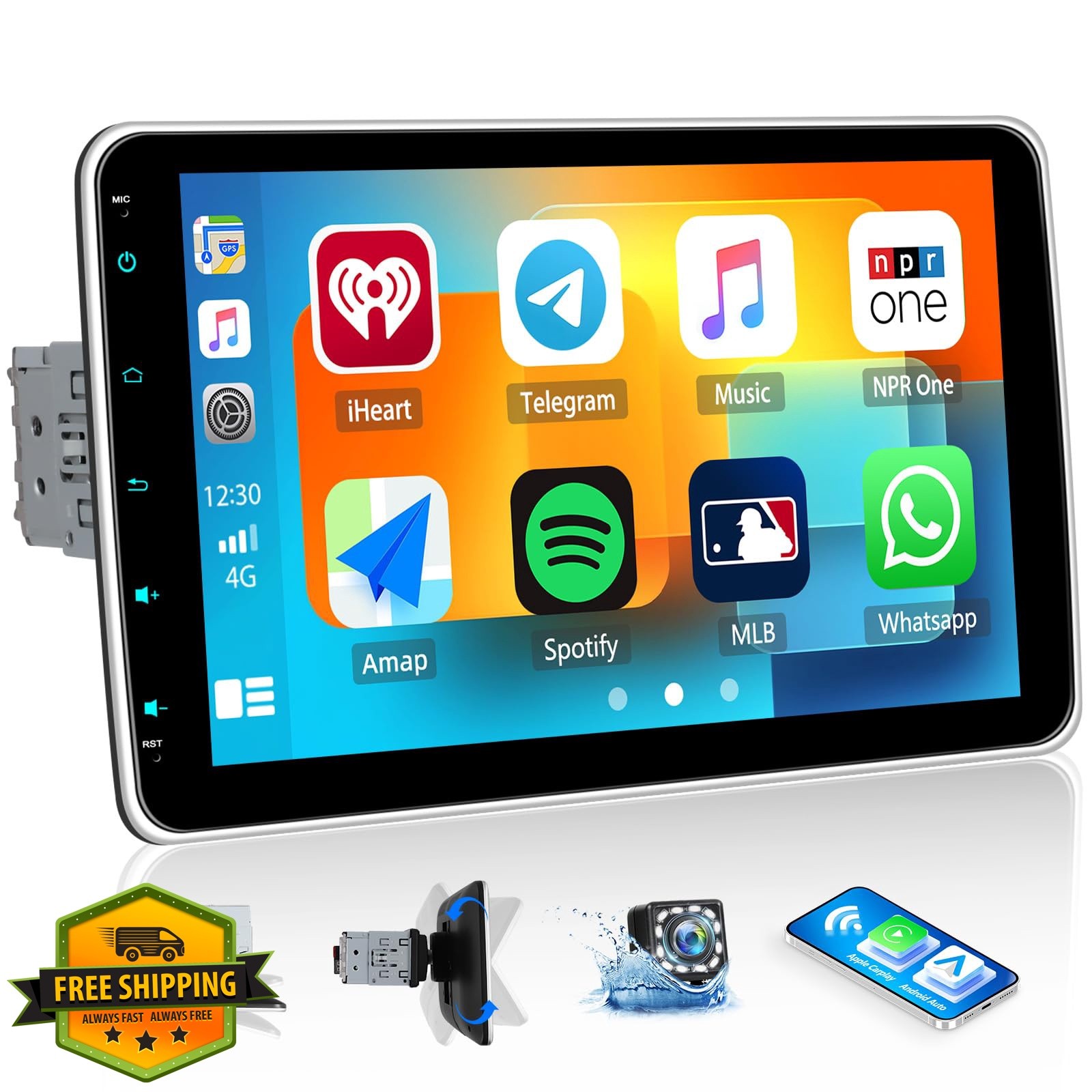 OiLiehu Single Din Car Stereo 10.1″ Touchscreen