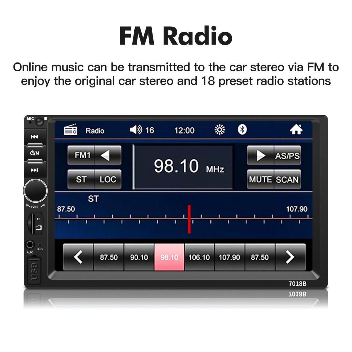 7 Inch 2DIN Bluetooth Car MP5 Player Touch Screen FM Radio USB AUX