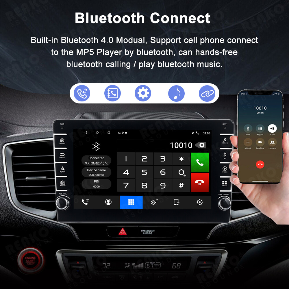 9”1Din 2+64G Android 12 Car Radio Stereo Carplay Auto Link BT WiFi GPS FM+Cam