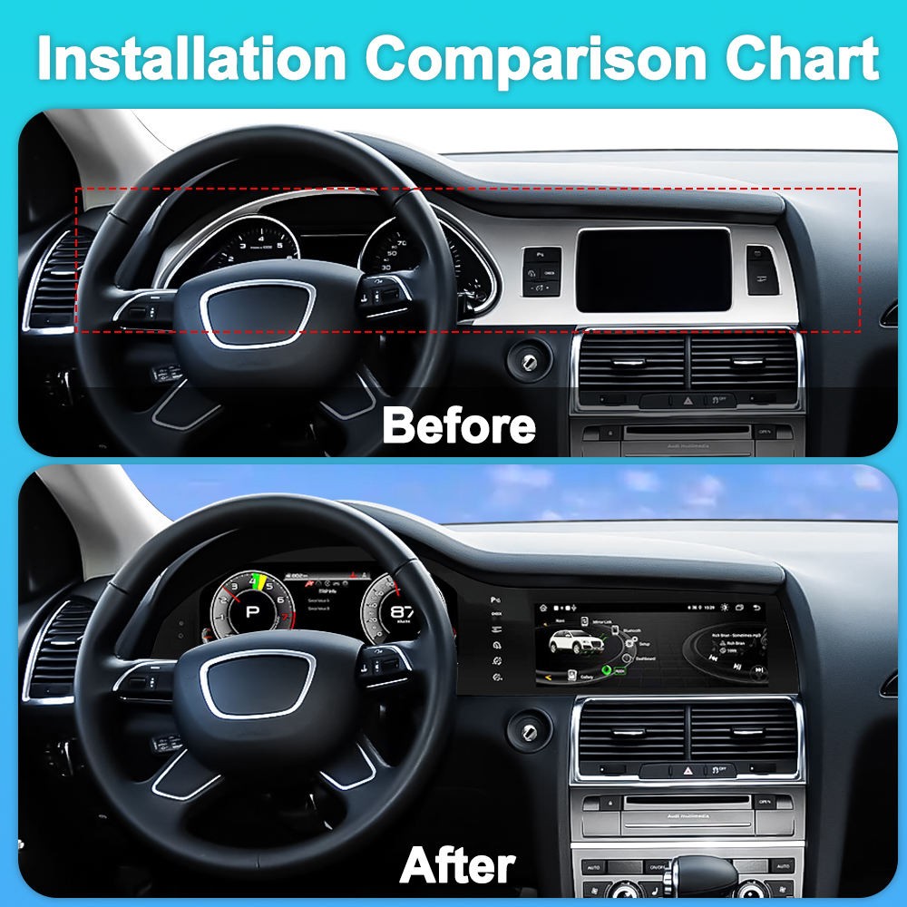 12.3″ Dual Screen For Audi Q7 4L 2005-2015 Digital Cluster CarPlay 4+64GB Radio