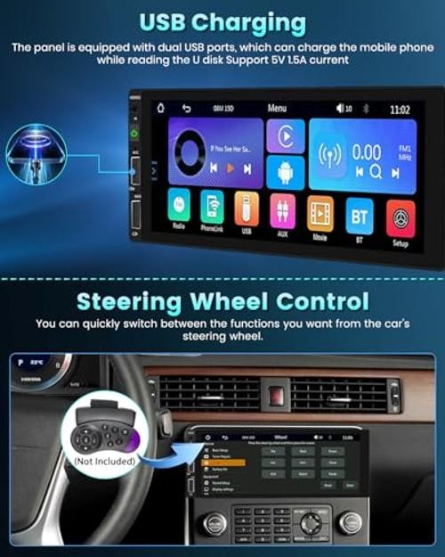 6.9 Inch Car Stereo Carplay Android Auto Touchscreen Car Radio Single Din