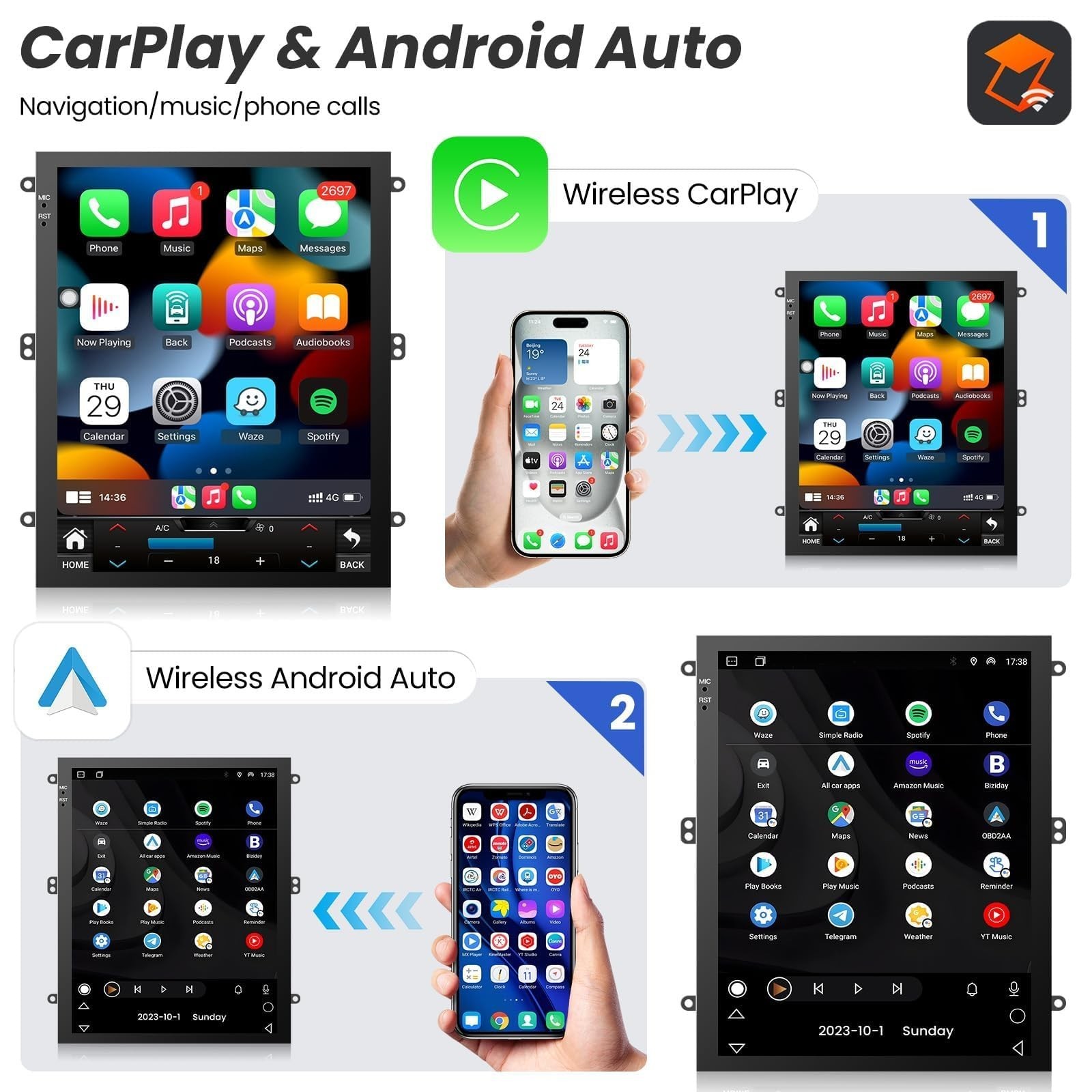 Android 15 Carplay Car Stereo Radio Sat Nav For Cadillac ATS SRX XTS ATSL CTS