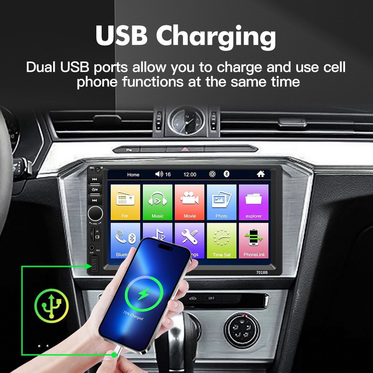 7 Inch 2DIN Bluetooth Car MP5 Player Touch Screen FM Radio USB AUX