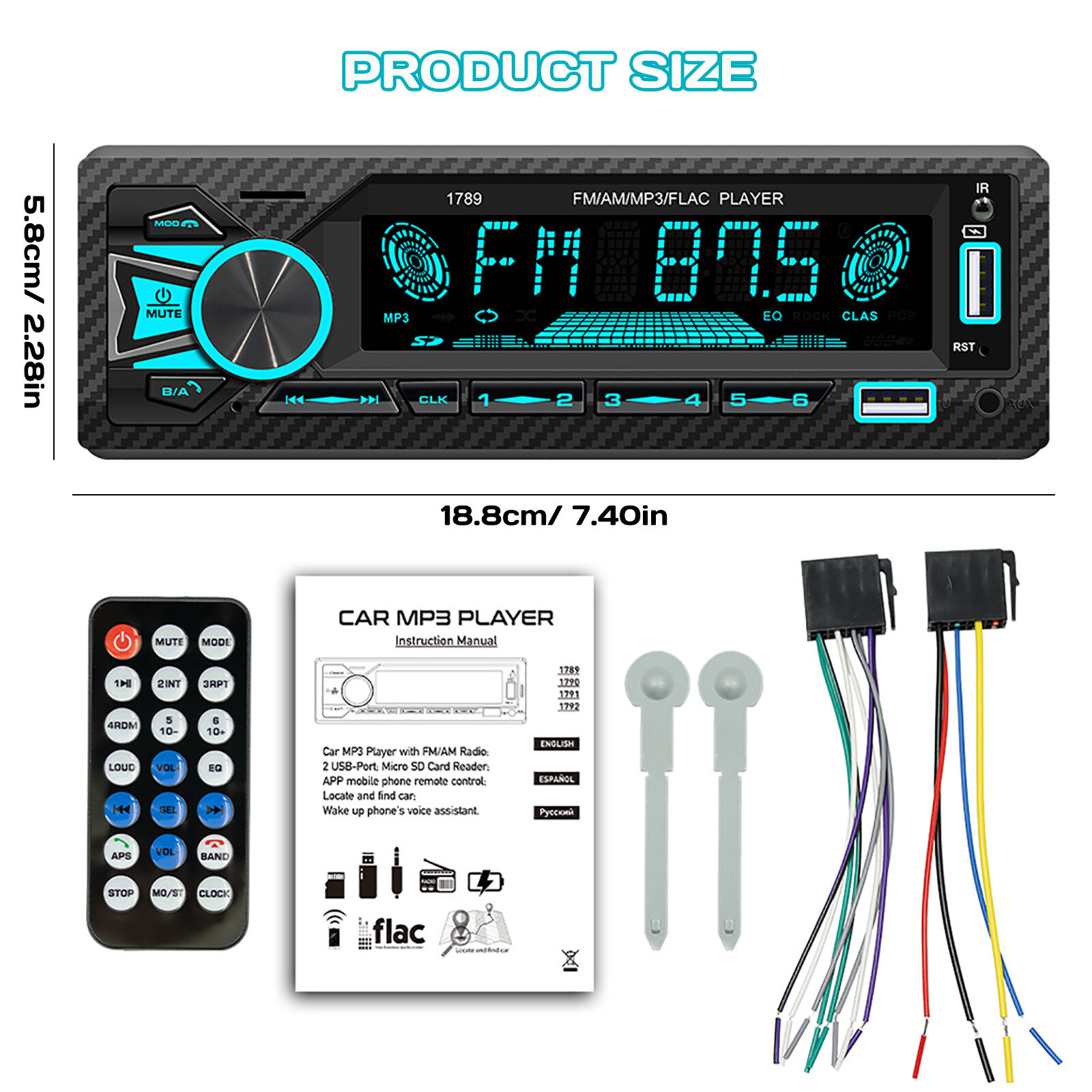 Bluetooth Car Stereo Audio In-Dash FM Aux Input Receiver SD USB Radio MP3 Player