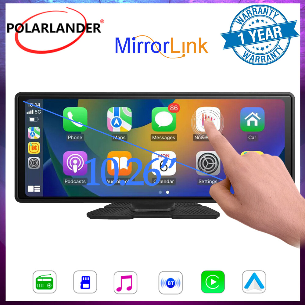 10.26″ Car Radio Portable Wireless Carplay Android Auto GPS BT IPS Touch Screen