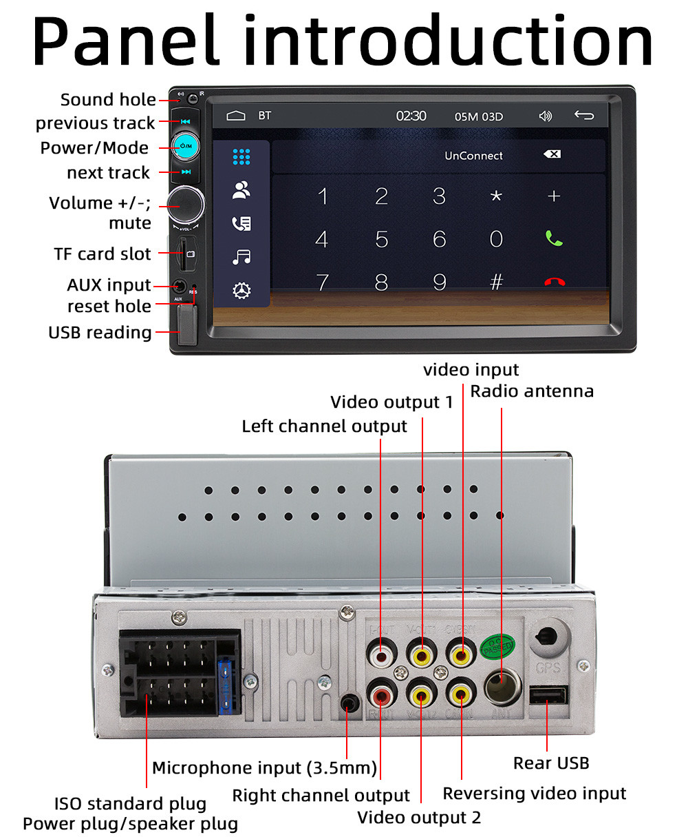 Single Din Car Stereo 7″ Touch Screen Car FM Radio Apple CarPlay Android Auto BT