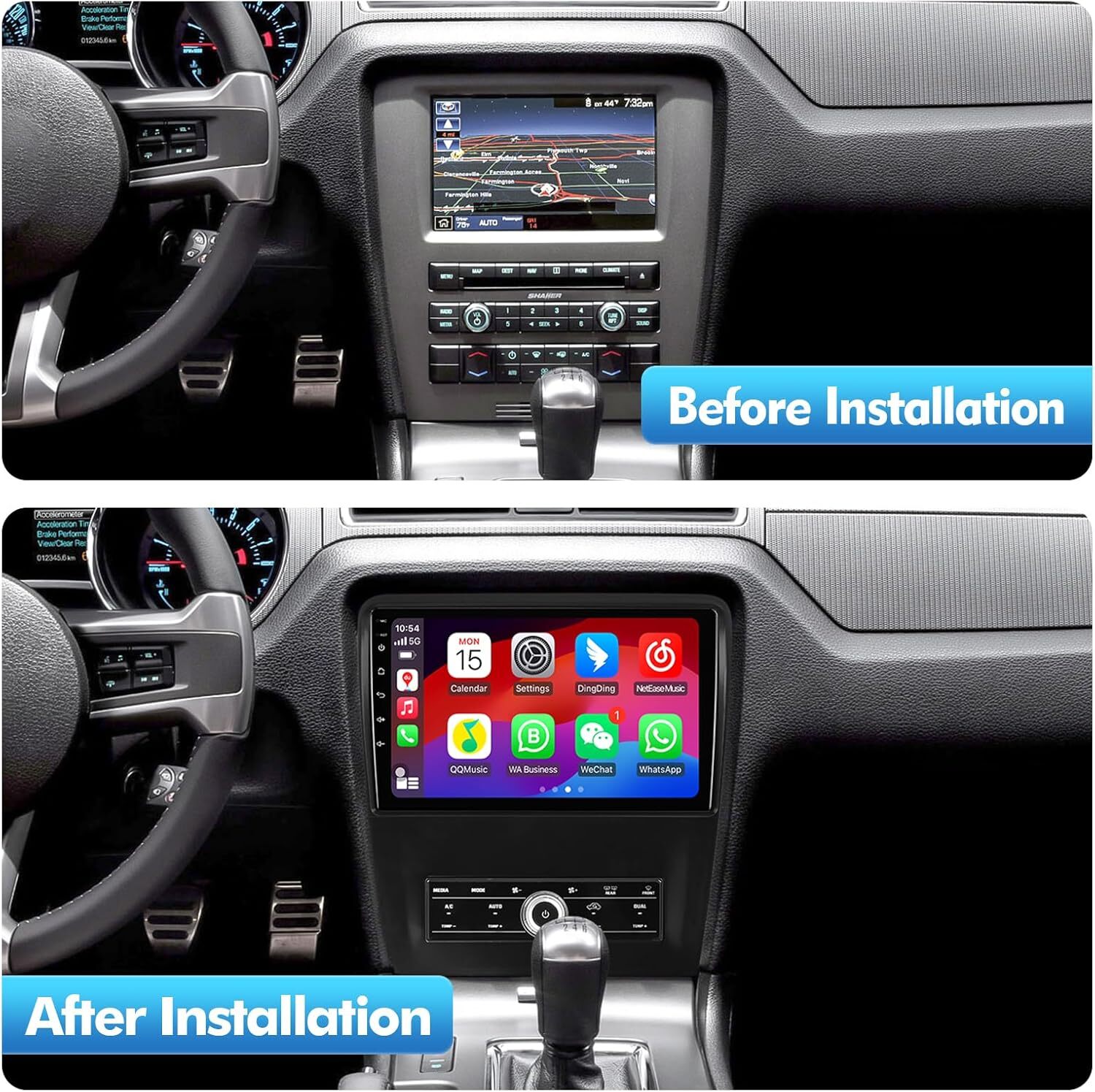 10″ Android 12 Car Radio Stereo Apple Carplay GPS Nav For Ford Mustang 10-14