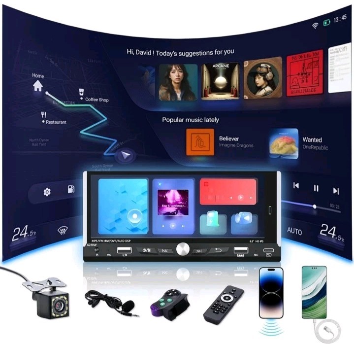 Car Play Single Din Car Stereo with Backup Camera 6.9 IPS Touchscreen Brand New