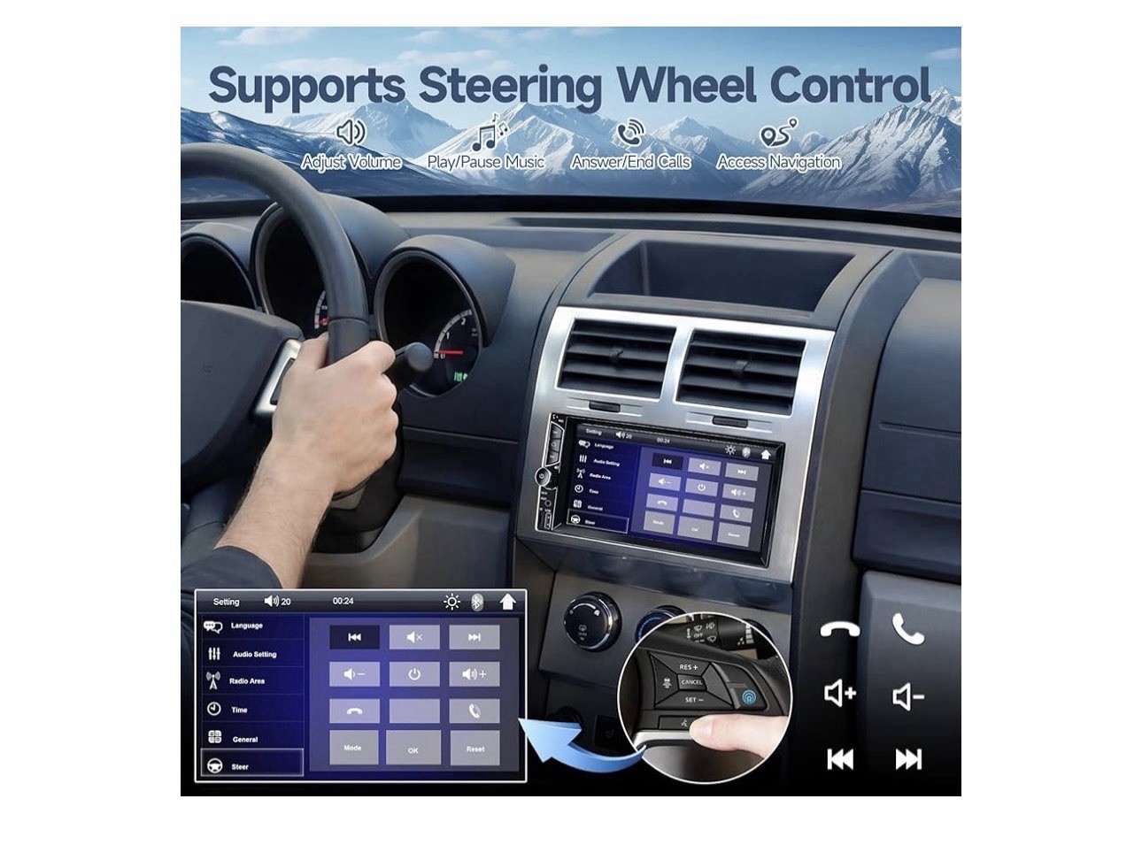 Leadfan 7inch Car Stereo Double Din Radio Touchscreen with Backup Camera