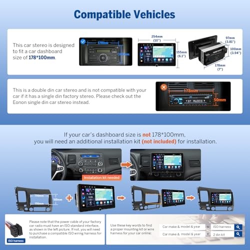 4+64GB Android 14 Double Din Car Stereo, Wired & Wireless 10.1 Inch 4GB+64GB
