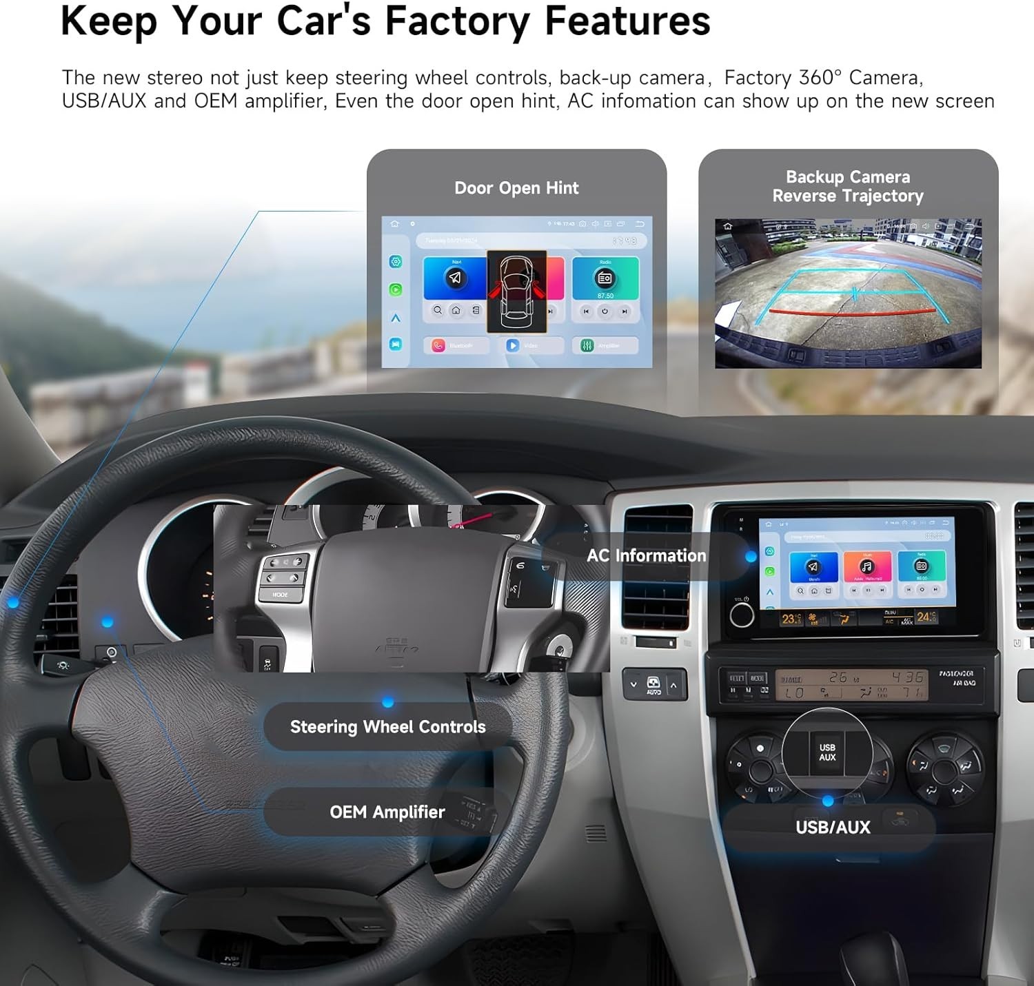Dasaita Double Din Car Stereo for 4Runner/Tundra/FJ Cruiser/RAV4/Highlander GPS