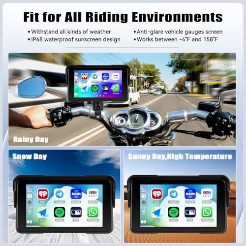 Motorcycle Wireless CarPlay & Android Auto Screen, 5″ IP68 5 Inch+IP68