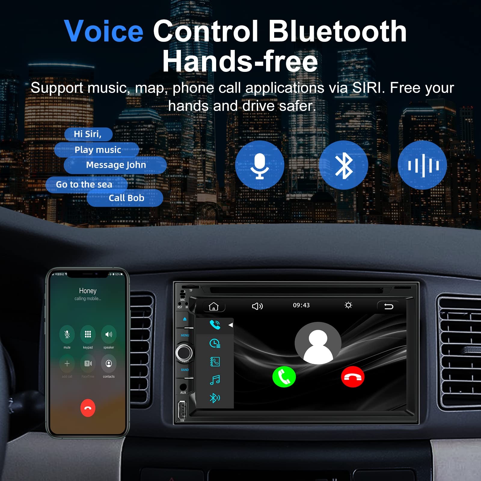 Double Din Car Radio Stereo with 7-Inch Touch Screen, Support CD/DVD Player,W…