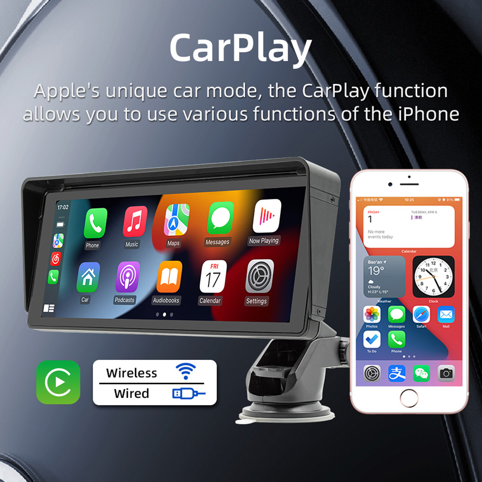 10.26″Car MP5 Player Bluetooth Car FM Transmitter Wireless Carplay 4LED Camera B