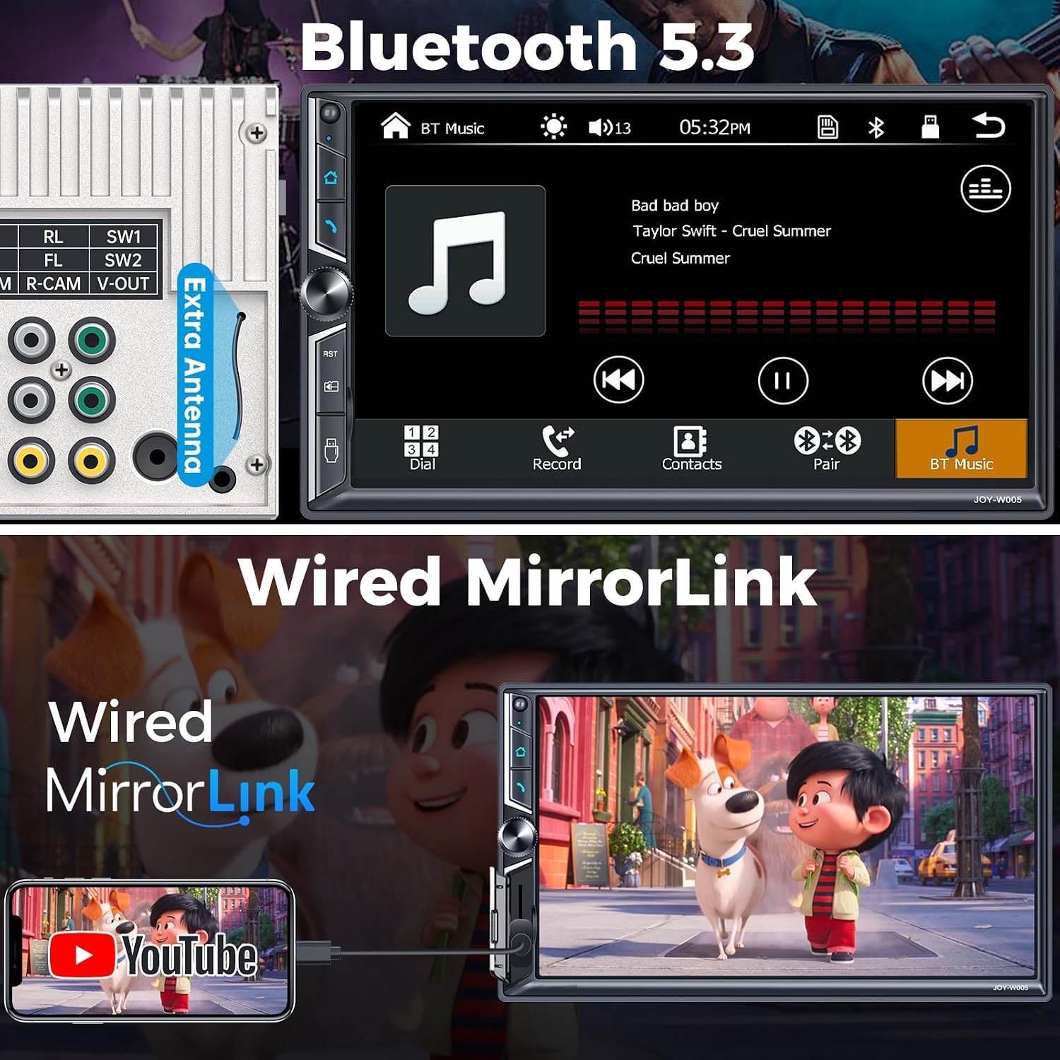 7-Inch Double DIN Car Stereo with Wireless CarPlay/Android Auto Bluetooth FM/AM