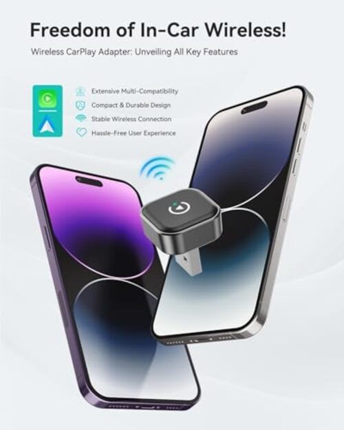 2026 Wireless CarPlay & Android Auto Adapter, Mini 2-in-1 Plug & Play Dongle