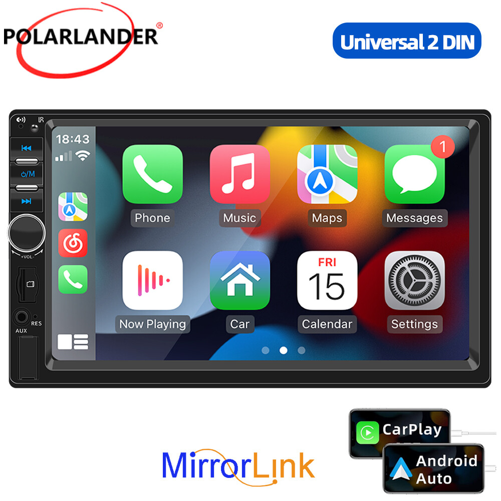 Double 2Din 7″ Car Radio with Apple CarPlay Android Auto Bluetooth USB/AUX/TF/FM