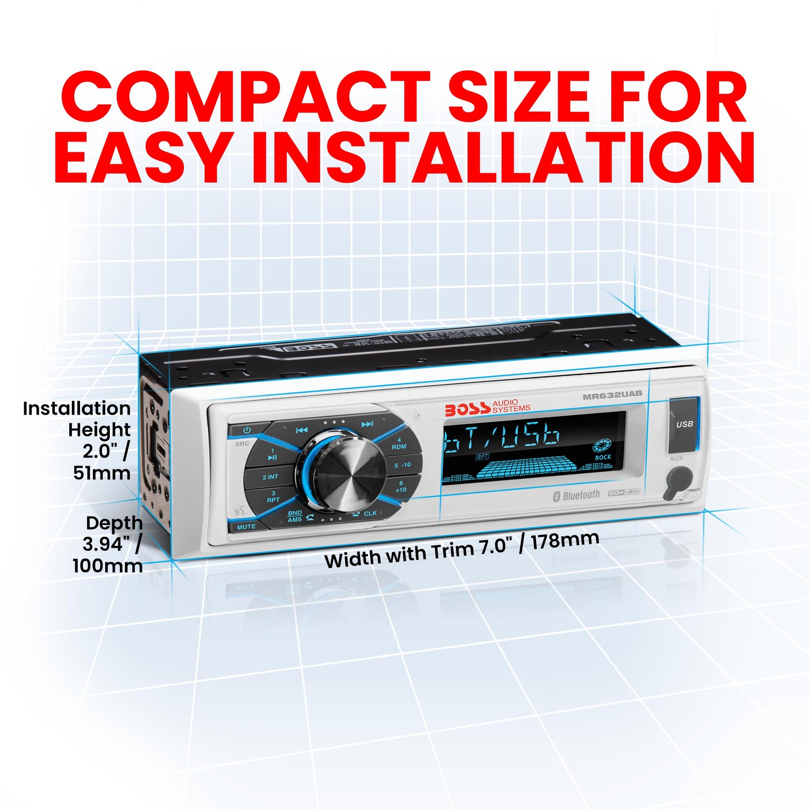 Boss Mr632uab Weatherproof Bluetooth Digital Media Player With Usb And Radio